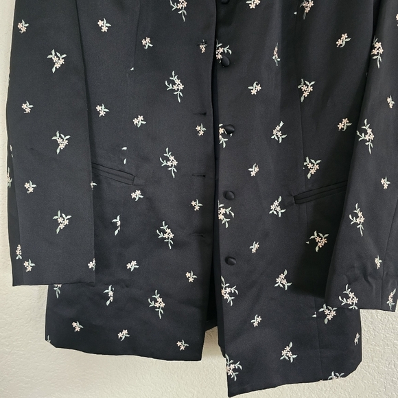 Tina Hägen Size 10 Floral Black Women's Blazer Jacket - Picture 4 of 8